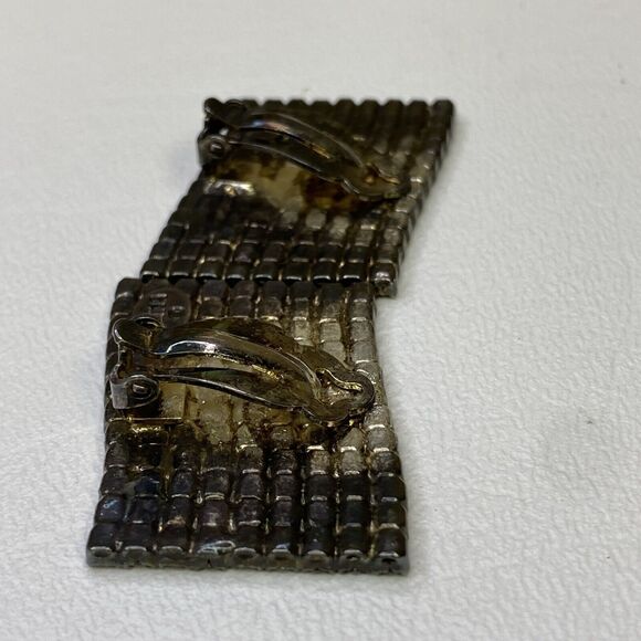 Bauer Rhinestone Red White & Blue American Flag Clip Earrings Signed Vintage - Picture 7 of 8